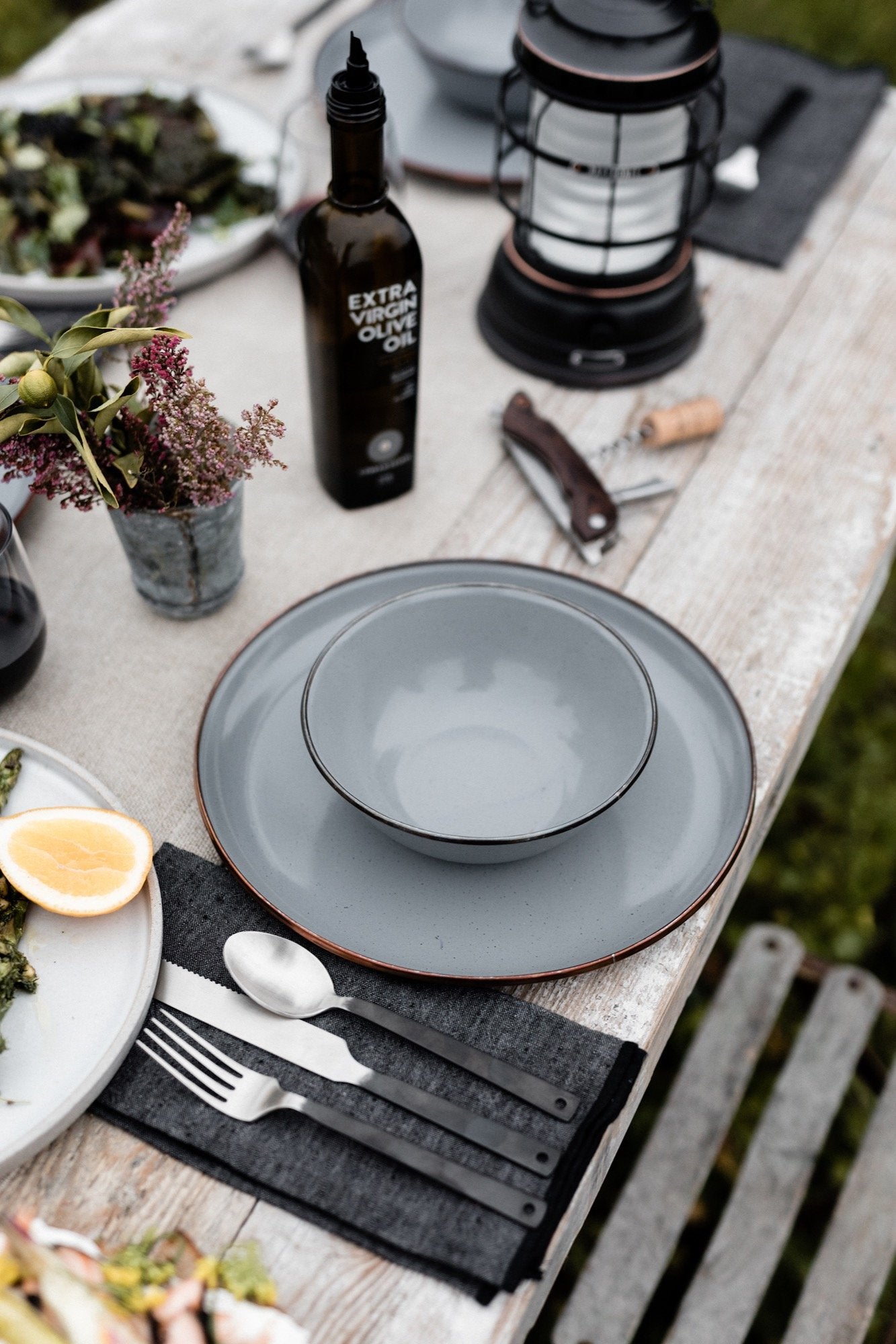 Enamel Deep Plate Set - Slate Gray