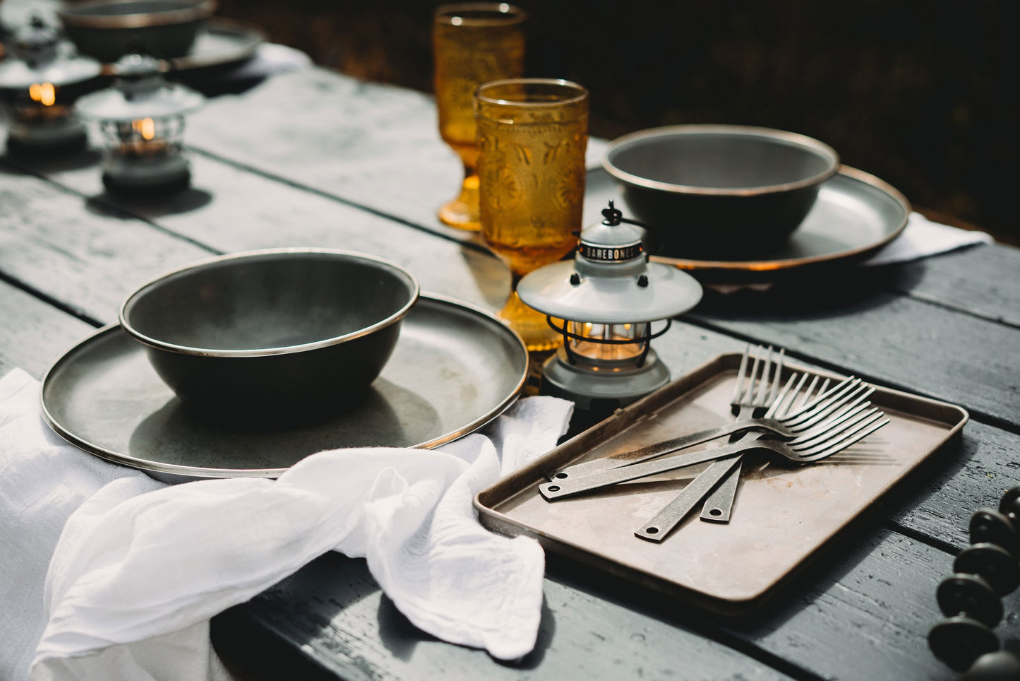 Enamel Bowl Set - Slate Gray